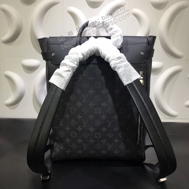 LV包 lv男包 M44052 路易威登Steamer手袋 lv黑花配皮男背包  ydh3388